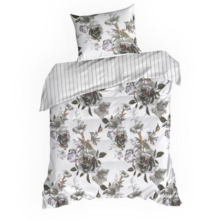 Eurofirany, komplet pościeli satynowej, Spring, 220-200 cm, biały