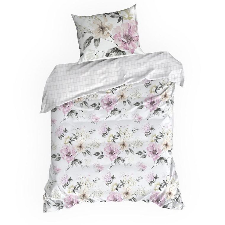 Eurofirany, komplet pościeli satynowej, Spring, 220-200 cm, biały