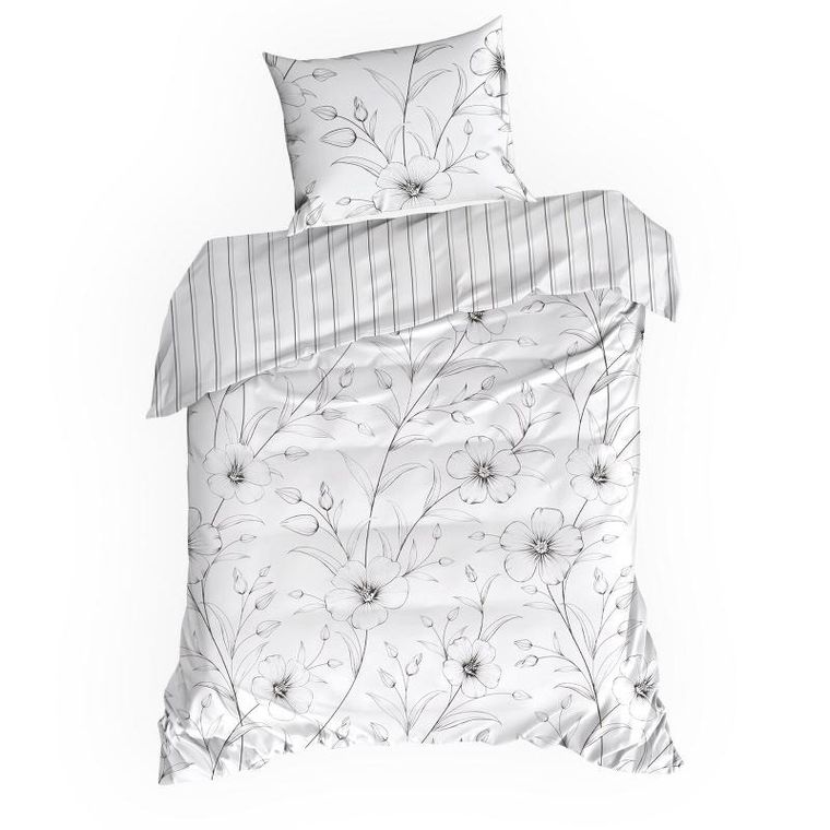 Eurofirany, komplet pościeli satynowej, Spring, 220-200 cm, biały