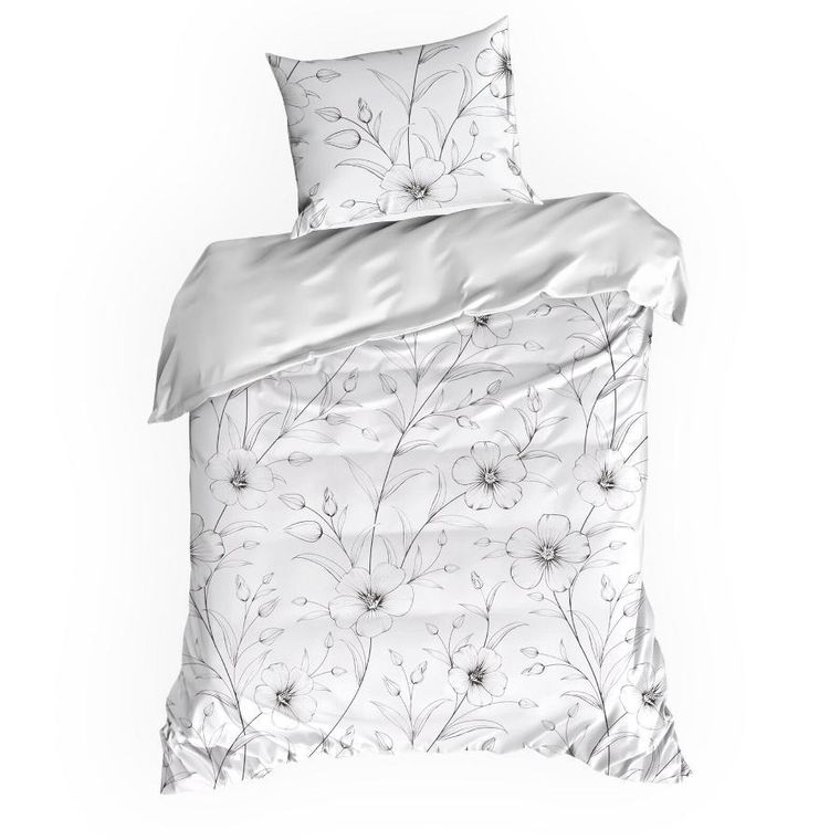 Eurofirany, komplet pościeli satynowej, Spring, 220-200 cm, biały