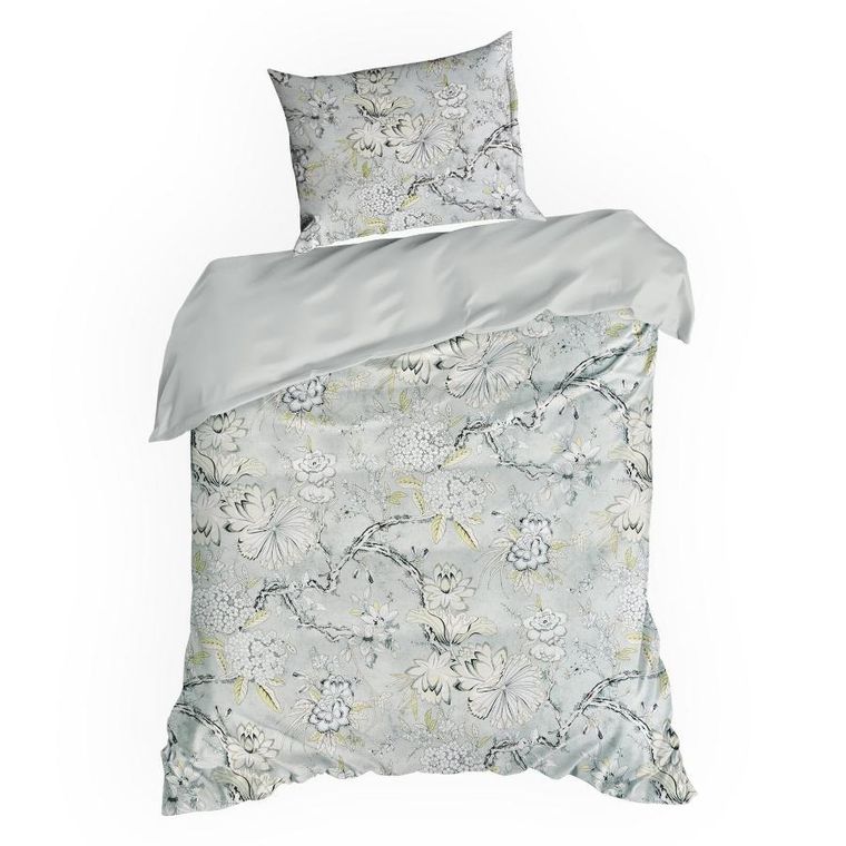 Eurofirany, komplet pościeli satynowej, Spring, 220-200 cm, jasnostalowy