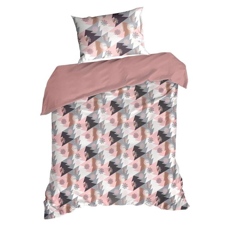 Eurofirany, komplet pościeli świątecznej, Aura, 140-200 cm, różowy