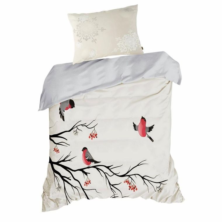 Eurofirany, komplet pościeli świątecznej, Berry, 160-200 cm, biały