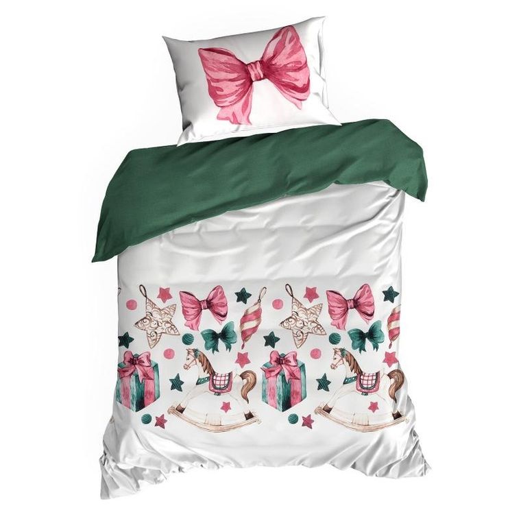 Eurofirany, komplet pościeli świątecznej, Ribeno, 220-200 cm, biały