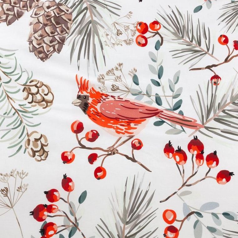 Eurofirany, komplet pościeli świątecznej, Willow, 160-200 cm, biały