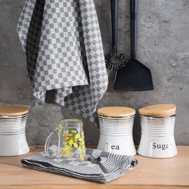 Eurofirany, komplet ręczników kuchennych, 2 szt., Mauro, 50-70 cm, stalowy