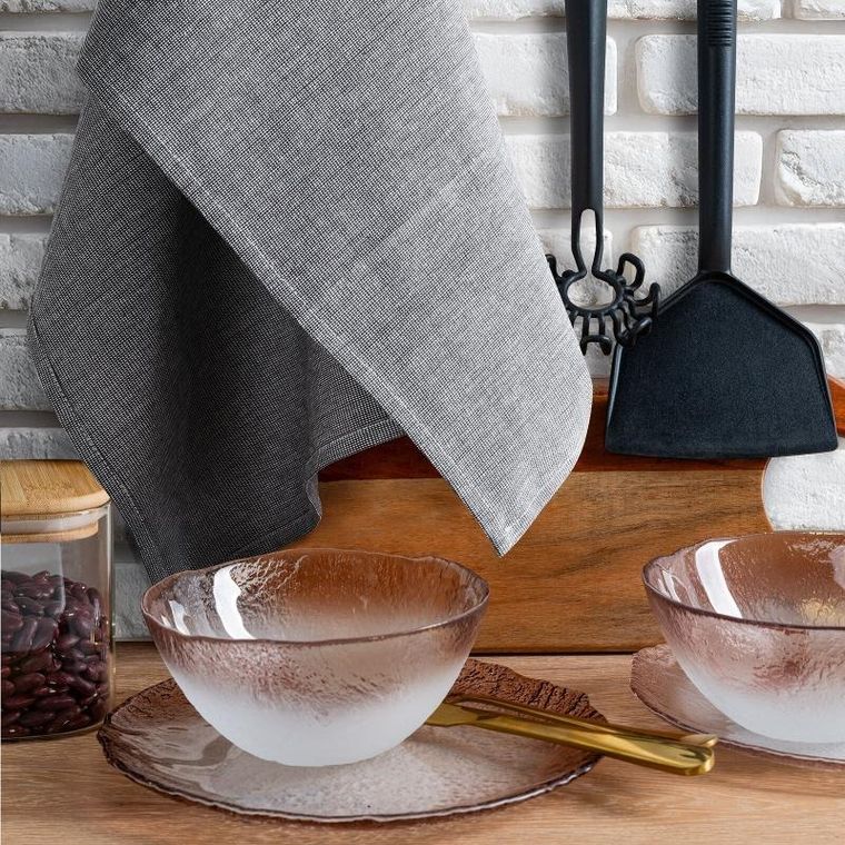 Eurofirany, komplet ręczników kuchennych, 2 szt., Sofia, 50-70 cm, stalowy