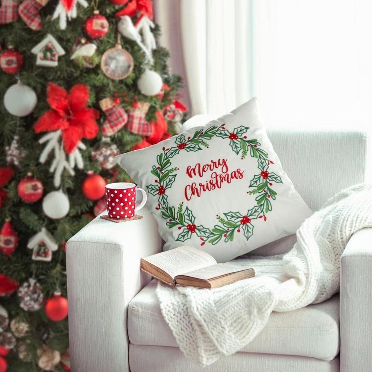 Eurofirany, poszewka świąteczna, 45-45 cm, biały