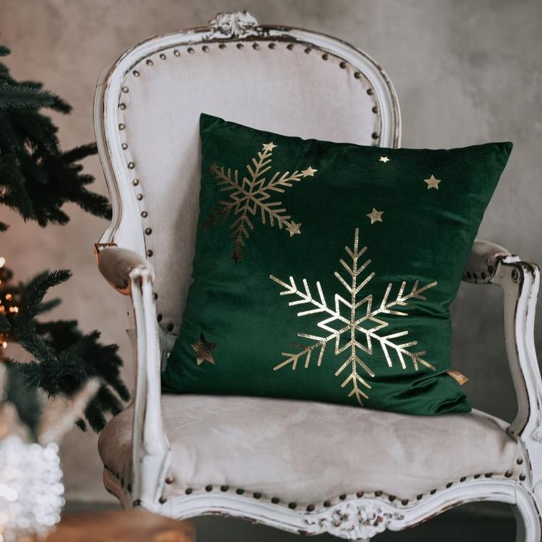 Eurofirany, poszewka świąteczna, 45-45 cm, ciemnozielony