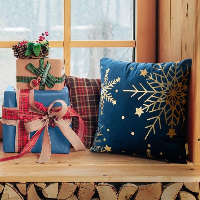 Eurofirany, poszewka świąteczna, 45-45 cm, granatowy