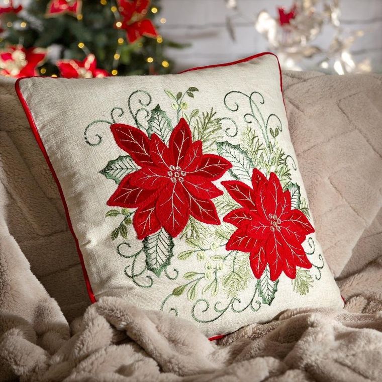Eurofirany, poszewka świąteczna, 45-45 cm, kremowy