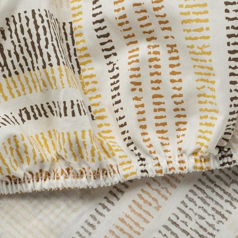 Eurofirany, prześcieradło z gumką, print, 220-200 cm, musztardowy