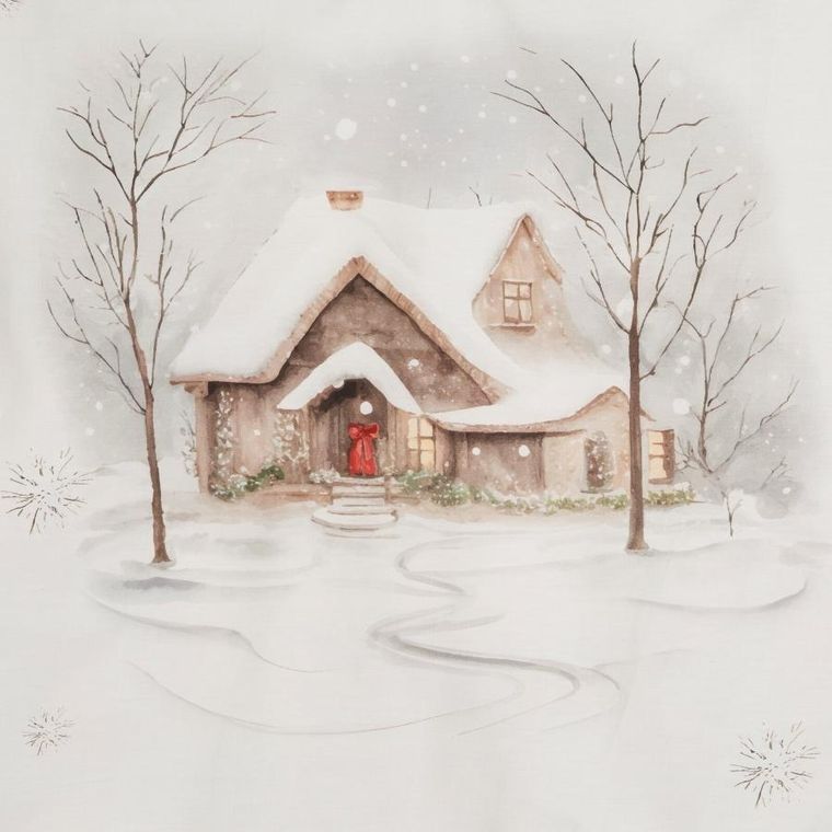 Eurofirany, świąteczny komplet pościeli, Joyfull, 220-200 cm, biały