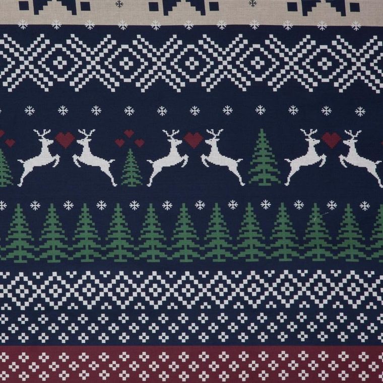 Eurofirany, świąteczny komplet pościeli, Skandy, 220-200 cm, granatowy