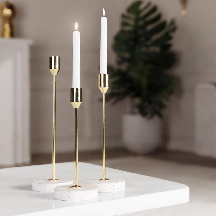 Eurofirany, świecznik dekoracyjny, Kori, o 8-26 cm, kremowy