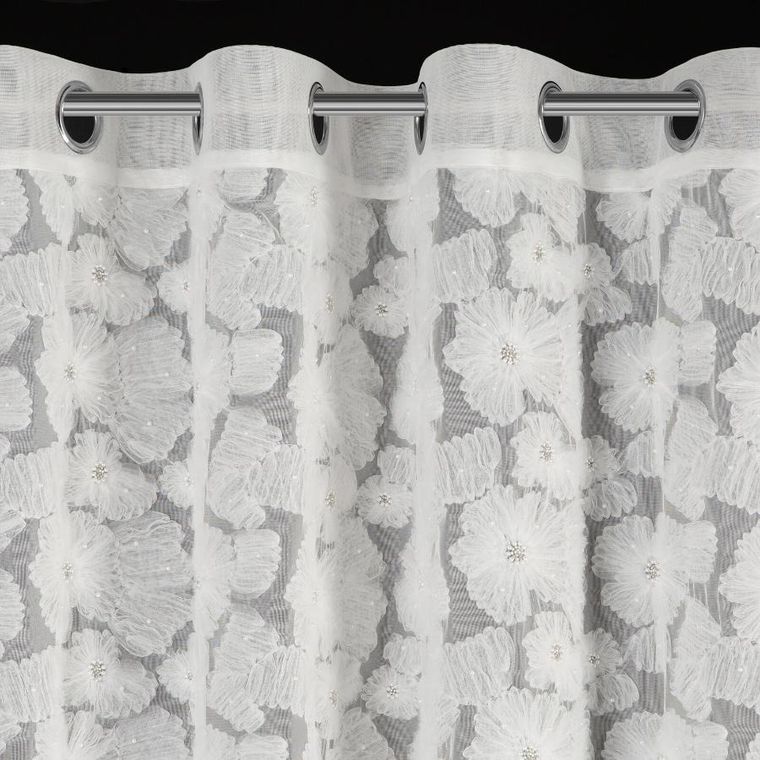 Eurofirany, zasłona gotowa, Jasmin, 140-250 cm, biały