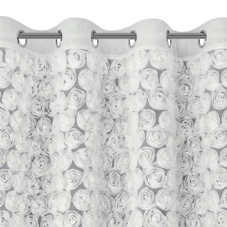Eurofirany, zasłona gotowa, Roses, 140-250 cm, biały