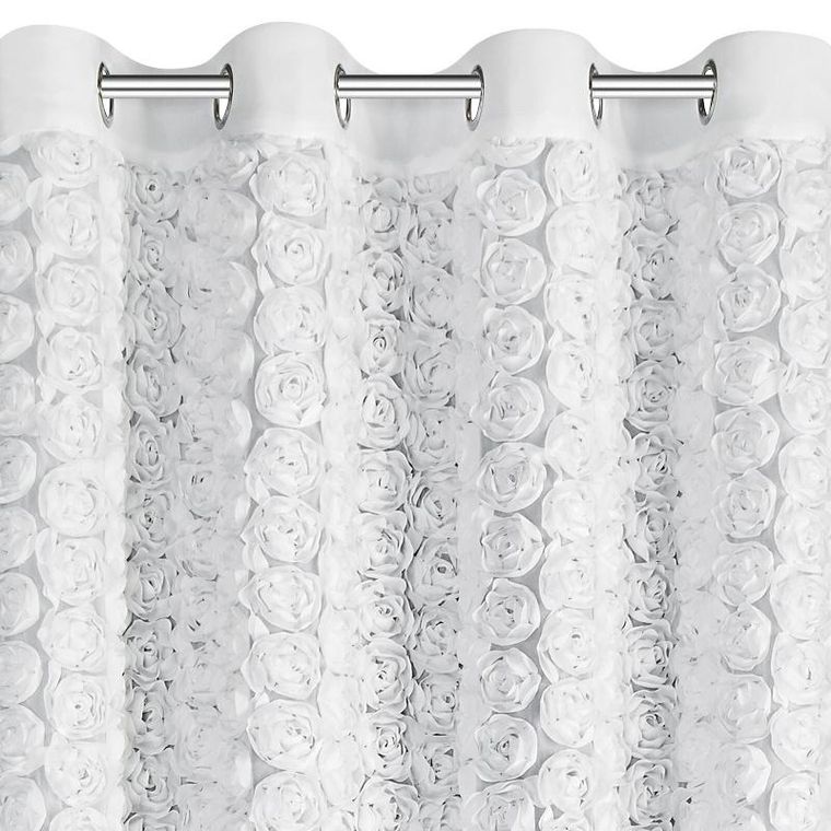Eurofirany, zasłona gotowa, Roses, 140-250 cm, biały