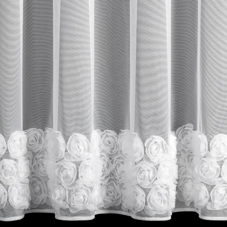 Eurofirany, zasłona gotowa roses 4 350-160 cm, biały