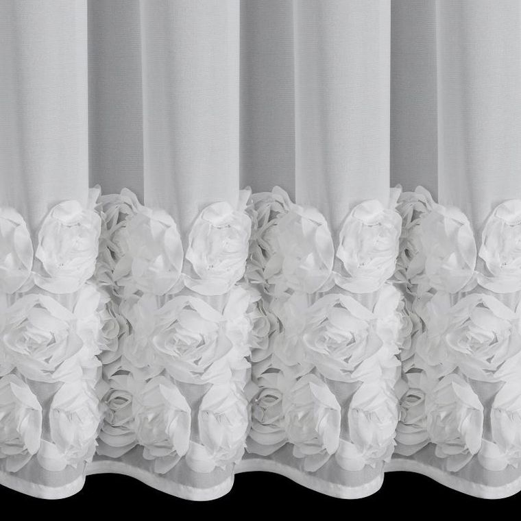 Eurofirany, zasłona gotowa, Roses 8, 400-160 cm, biały