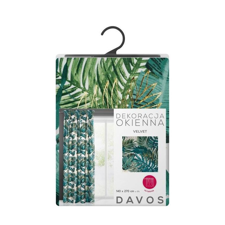 Eurofirany, zasłona zaciemniająca gotowa, Davos, na taśmie, 140-270 cm, zielony