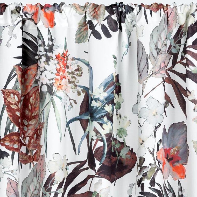 Eurofirany, zasłona zaciemniająca gotowa, Garden, na taśmie, 155-200 cm, biały