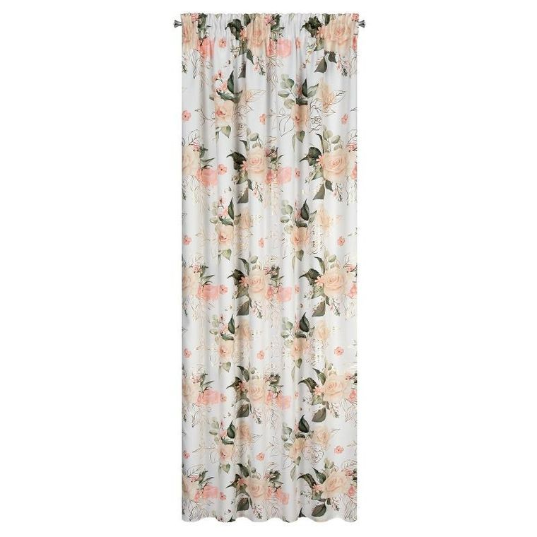 Eurofirany, zasłona zaciemniająca gotowa, na taśmie, Rose, 135-270 cm, biały