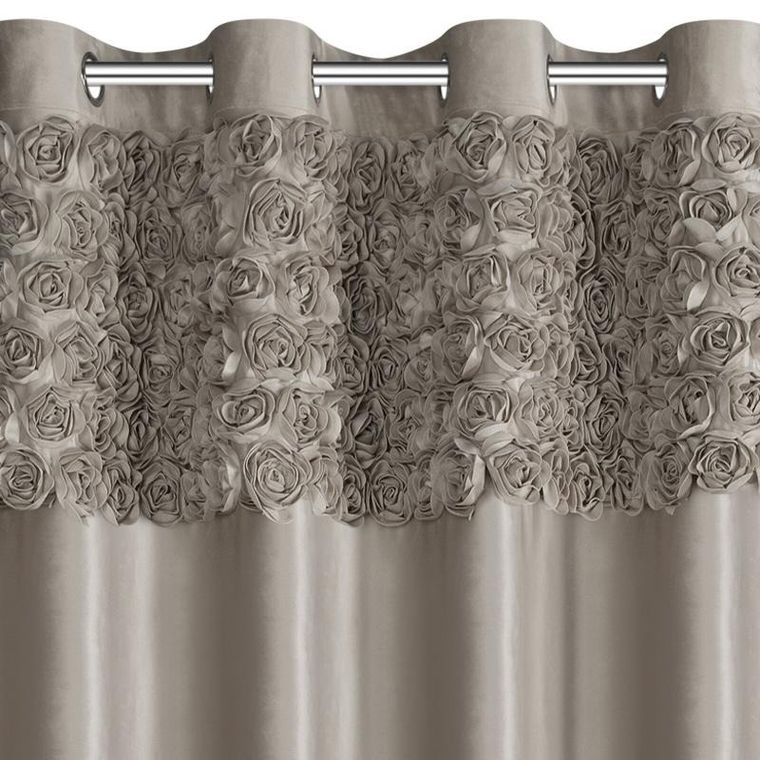 Eurofirany, zasłona zaciemniająca gotowa, Roses, na taśmie, 140-250 cm, beżowy