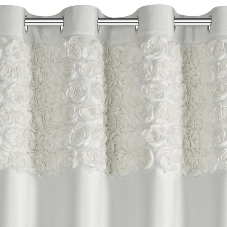 Eurofirany, zasłona zaciemniająca gotowa, Roses, na taśmie, 140-250 cm, kremowy