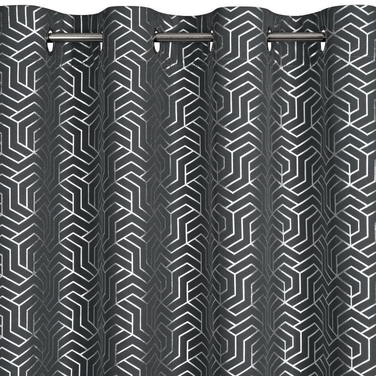 Eurofirany, zasłona zaciemniająca gotowa, Semi, 140-250 cm, stalowy