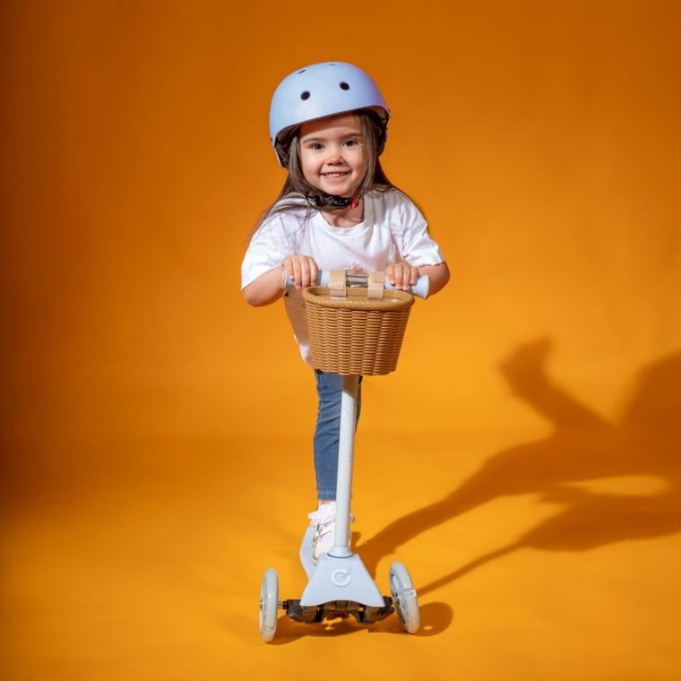 EVO, Mini Cruiser, 3-kołowa hulajnoga z koszyczkiem, błękitna