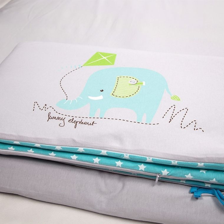 Ewa Klucze Eevi, Zwierzaki, Słoń, 3-częściowy komplet pościeli, 100-135 cm