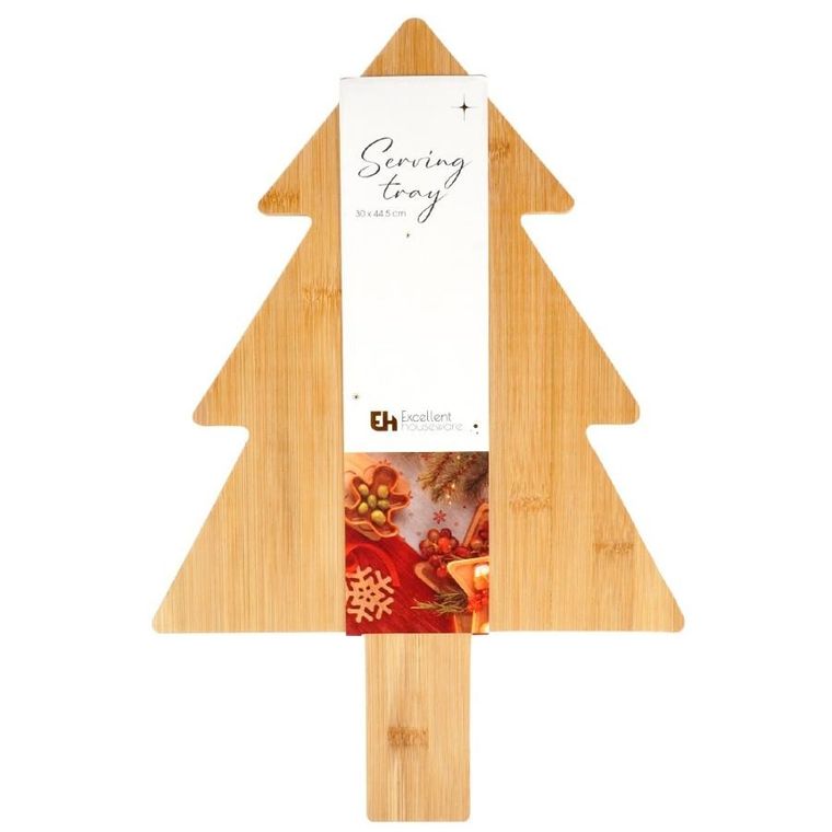 Excellent Houseware, deska do krojenia i serwowania, choinka, drewniana, 44,5-30 cm