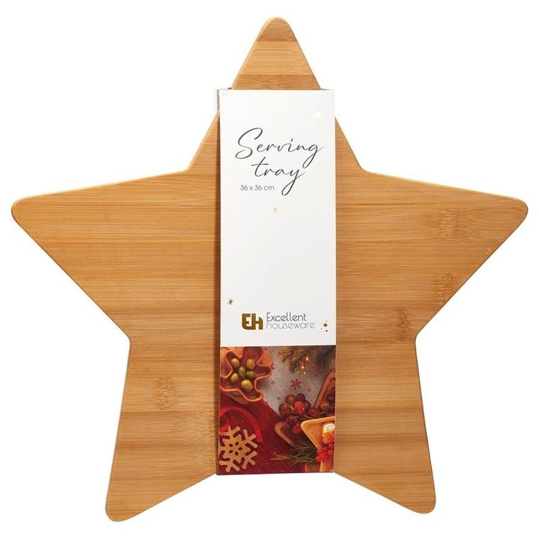 Excellent Houseware, deska do krojenia i serwowania, gwiazda, drewniana