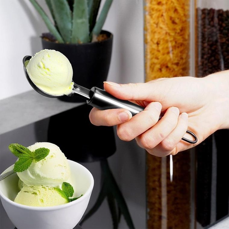 Excellent Houseware, gałkownica do lodów, stalowa, czarna, 19 cm