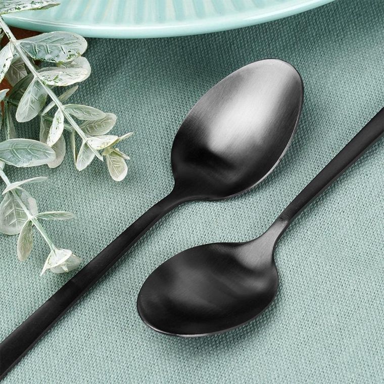 Excellent Houseware, łyżeczki koktajlowe, stalowe, czarne, 4 szt.