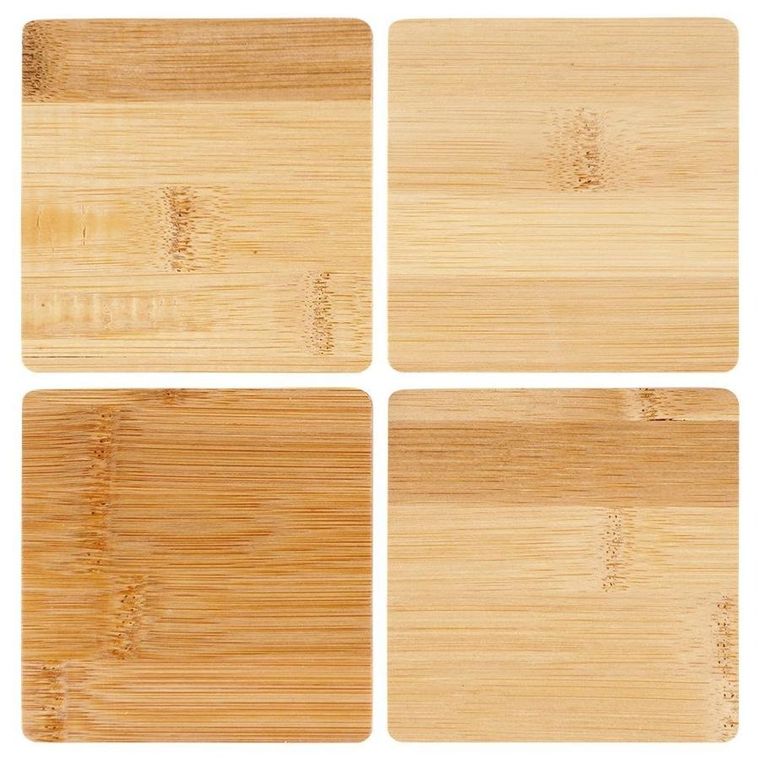 Excellent Houseware, podstawki pod kubek, drewniane kwadratowe, 4 szt.