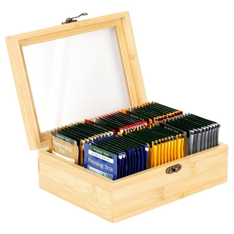 Excellent Houseware, pojemnik na herbatę, drewniany, 21-16-7,5 cm