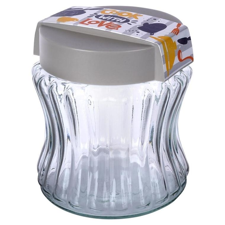 Excellent Houseware, pojemnik na produkty sypkie, szklany, 900 ml
