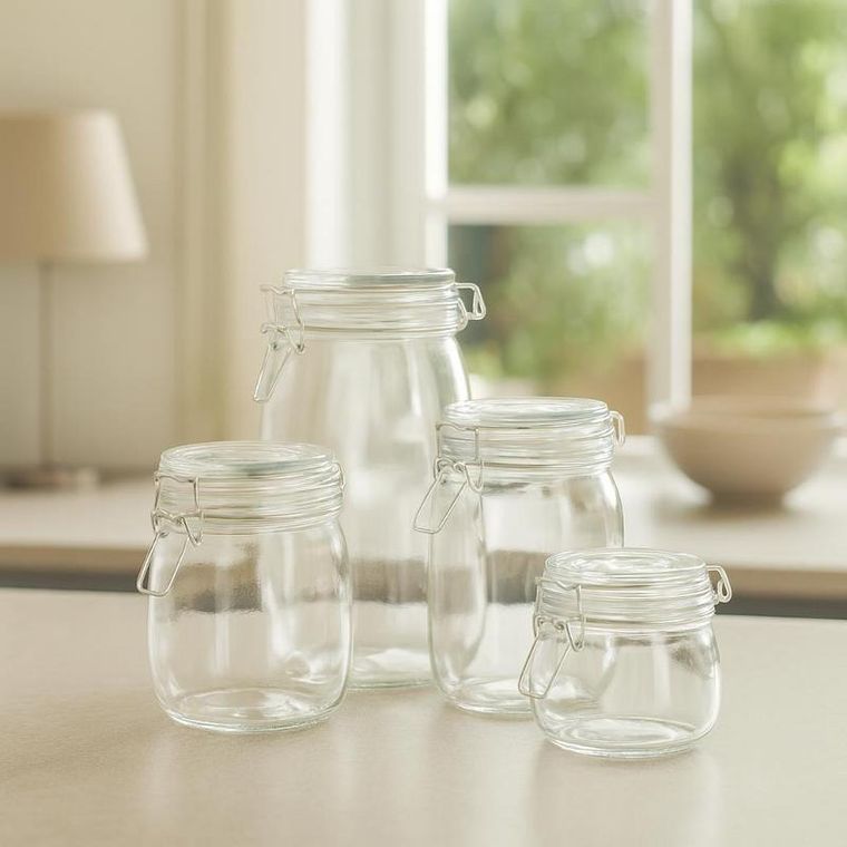 Excellent Houseware, Reso, szklane słoiki z klipsem, 4 szt.