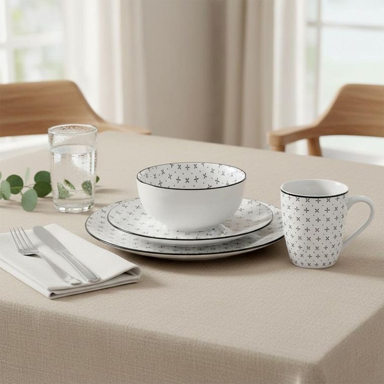 Excellent Houseware, serwis obiadowy, porcelanowy, 16 elementów