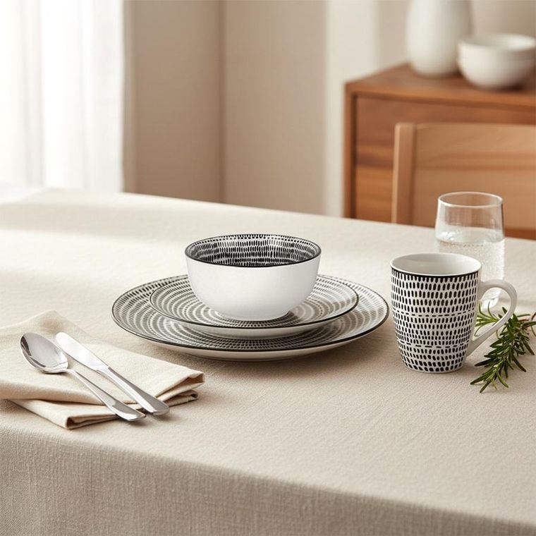 Excellent Houseware, serwis obiadowy, porcelanowy, 16 elementów