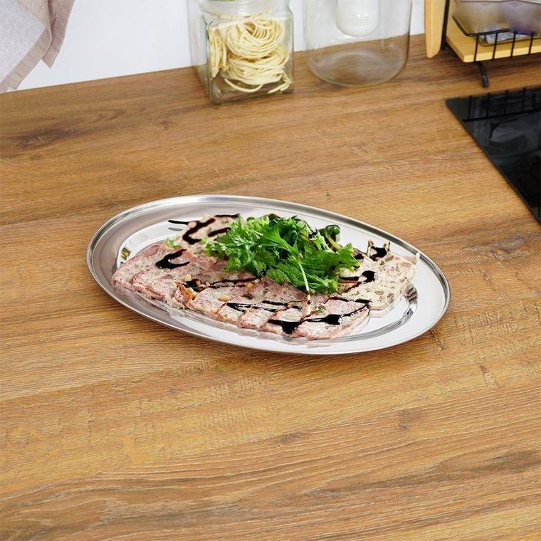 Excellent Houseware, taca do serwowania, stalowa owalna srebrna, 3 szt.