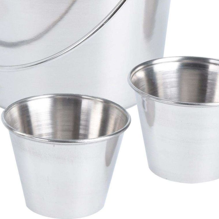 Excellent Houseware, wiaderko na frytki + 2x miseczka na sosy