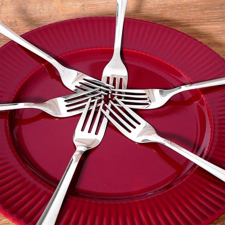 Excellent Houseware, widelczyki deserowe do ciasta, stalowe srebrne, 6 szt.