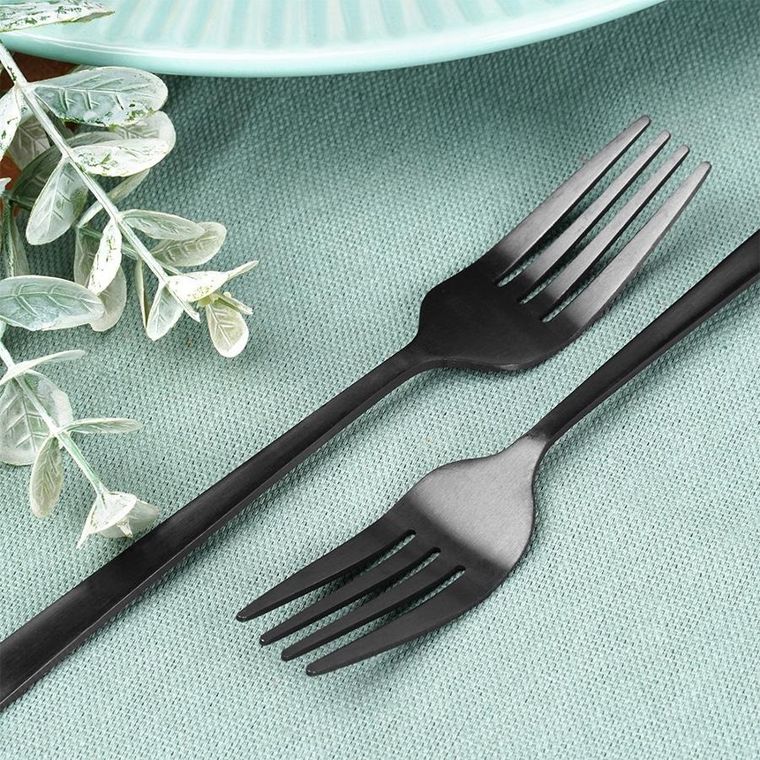Excellent Houseware, widelczyki deserowe, stalowe, czarne, 4 szt.