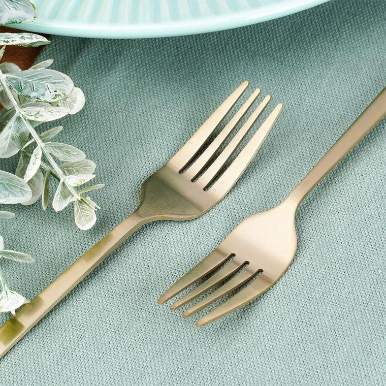 Excellent Houseware, widelczyki deserowe, stalowe, złote, 4 szt.