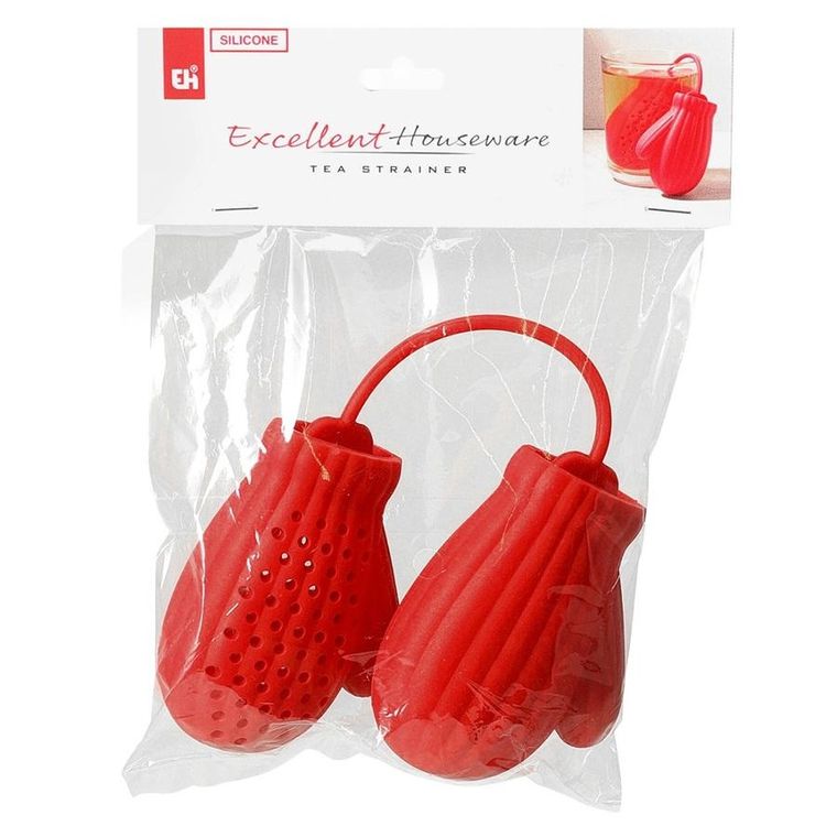 Excellent Houseware, zaparzacz do herbaty, silikonowy, czerwony