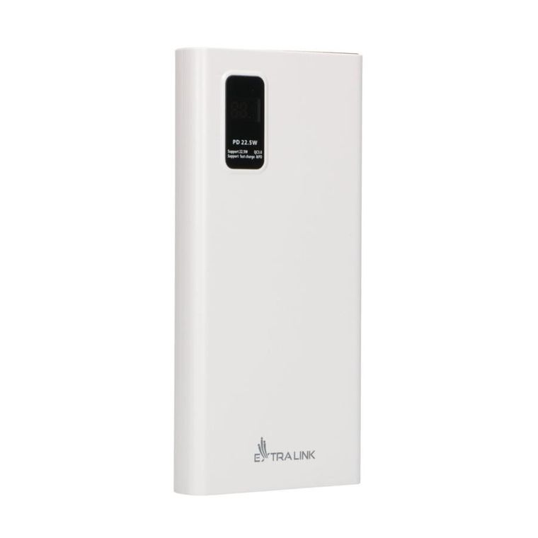 Extralink, EPB-067W 10000mAh, powerbank, fast charging, USB-C, biały