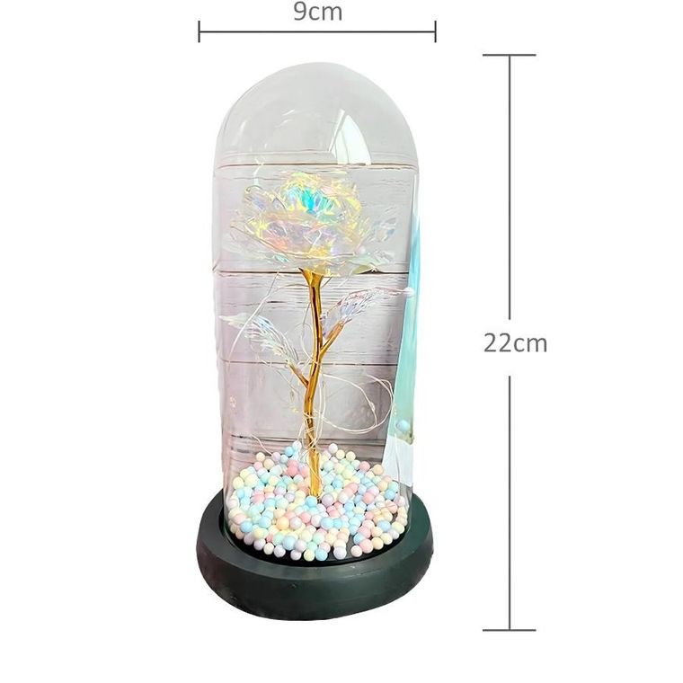 Extralink, Home, Wieczna róża w szkle, świecąca LED, zestaw prezentowy, różowy